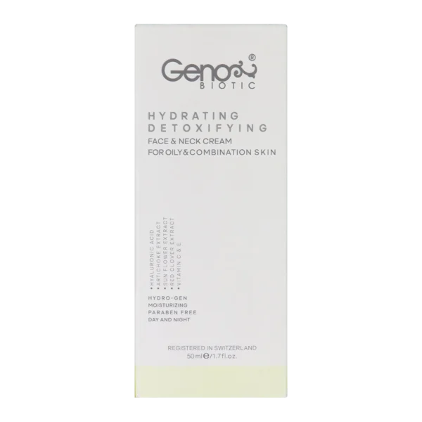 خرید کرم مرطوب و دتوكسیفای کننده صورت و گردن ژنوبایوتیک مناسب پوست چرب و مختلط