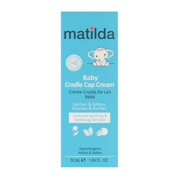 Matilda-baby-cradle-cap-cream-1.webp کرم رفع پوسته و چربی کف سر کودک ماتیلدا (کردل کپ)