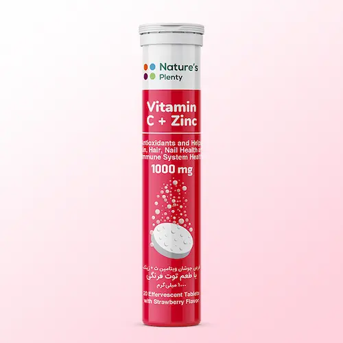np Vitamin-C-1000-Zinc-eff-Tab-Strawberry قرص جوشان ویتامین سی ۱۰۰۰ پلاس زینک نیچرز پلنتی